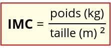 Formule de calcul de l'IMC